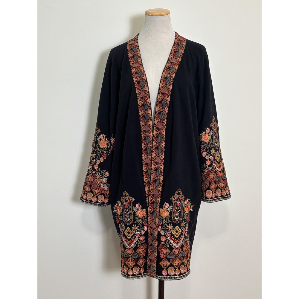 Soft Surroundings Womens Embroidered Kimono Jacket Size XL Boho Artisan Eclectic